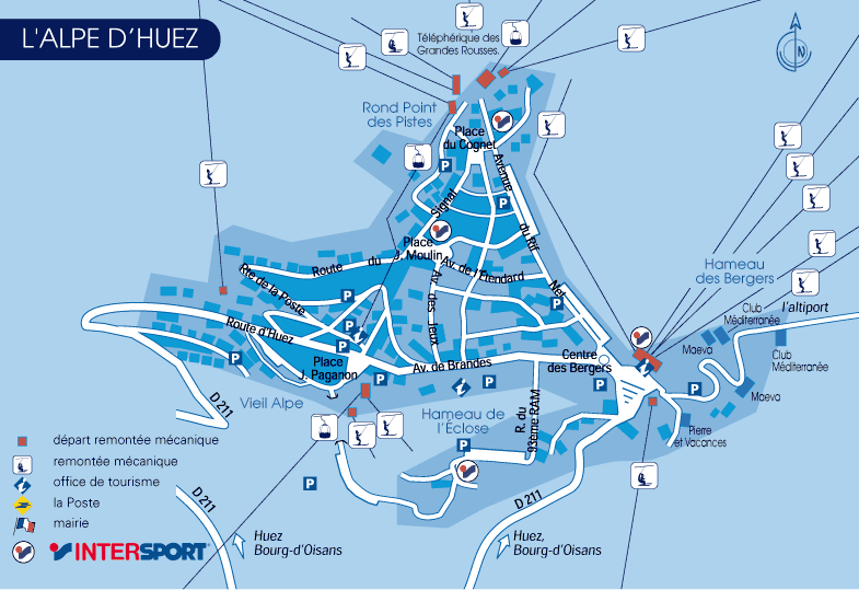 INTERSPORT ALPE D'HUEZ - Centre Station map